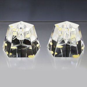 Baccarat Votives Arik Levy Pair Set Crystal Candle Holders Diamond Rare
